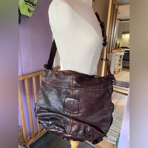 Vintage Campomaggi large Dark Brown Leather distressed Crossbody Bag